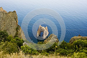 Famous Golden Gate rock in Karadag National