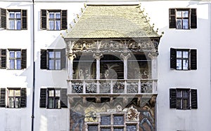 Famous golden roof in Innsbruck Austria - architecture background. The Golden Roof  Goldenes Dachl  in the Old Town Altstadt