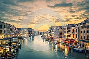 Famous grand canal from Rialto Bridge