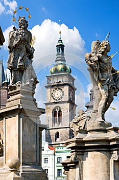 Famous Great square with White tower, town hall, gothic saint Sp