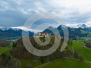 Famous Gruyere Castle in Switzerland also called Schloss Greyerz