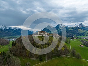 Famous Gruyere Castle in Switzerland also called Schloss Greyerz