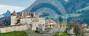 Famous Gruyere Castle in Switzerland also called Schloss Greyerz