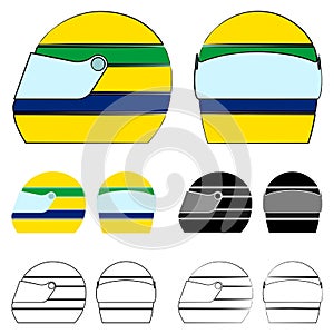 Famous helmet. Brazilian colors flag.