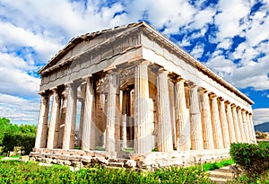 The Famous Hephaistos temple on the Agora in Athens, the capital of Greece
