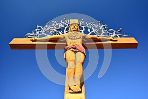 Famous Hill of Crosses in Lithuania.Wooden cross.Chist.