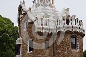 Famous historic Antonio Gaudi's Park Guell, Barcelona