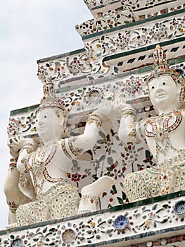 Famous historic buddhism stupa in WAT ARUN temple, BANGKOK, THAILAND