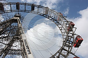 Famous and historic Ferris Wheel of Prater park, Vienna.