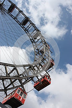 Famous and historic Ferris Wheel of Prater park, Vienna.