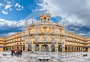 Famous historic Plaza Mayor in Salamanca, Castilla y Leon, Spain photo