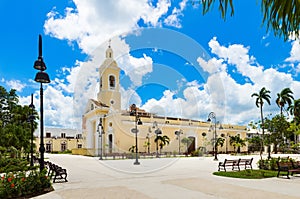 The famous historical place Plaza vieja in the old town from Sagua la Grande City Cuba - Serie Cuba Reportage