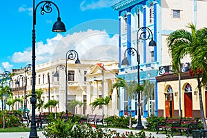 The famous historical place Plaza vieja in the old town from Sagua la Grande City Cuba - Serie Cuba Reportage