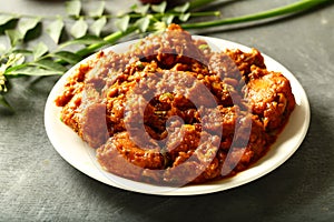 Famous homemade Indian cooking -mutton curry .