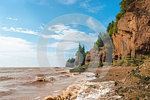 Famous Hopewell Rocks flowerpot formations at low tide photo