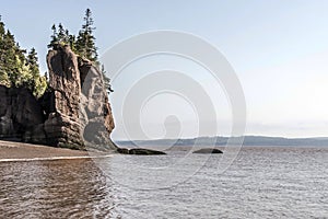 Famous Hopewell Rocks geologigal formations at low tide biggest tidal wave Fundy Bay New Brunswick Canada