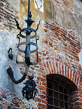 Torch bracket on Juliet`s house  in the city of Verona in northern Italy