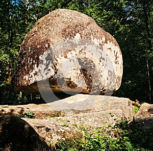 Famous huge rock in balance Pond of St EstÃ¨phe France photo