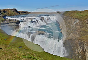 Famous Icelandic Gullfoss waterfall as a part of the Golden circle placed in the Western Iceland
