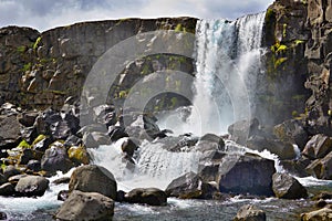 Famous Icelandic waterfall ÃâxarÃÂ¡rfoss in the southern Iceland