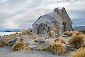 The famous iconic landmark scene of Church of the Good Shepherd, the smallest church in this country and attracting many tourists