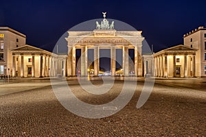 The famous illuminated Brandenburger Tor in Berlin