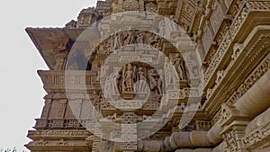 Famous indian Madhya Pradesh tourist landmark - Kandariya Mahadev Temple, Khajuraho, India. Unesco World Heritage Site