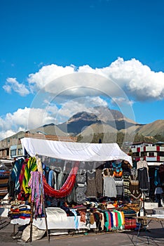 Famous Indian market in Otavalo, Ecuador photo