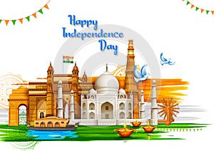 Famous Indian monument and Landmark for Happy Independence Day of India