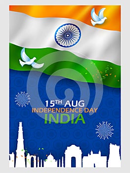 Famous Indian monument and Landmark for Happy Independence Day of India