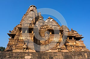 Famous Indian tourist landmark - Kandariya Mahadev Temple, Khajuraho, India.