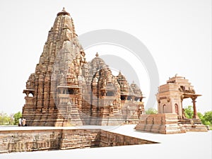 Famous Indian tourist landmark - Kandariya Mahadev Temple, Khajuraho, India. Unesco World Heritage Site