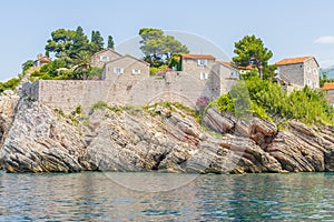 The famous island of Sveti Stefan in Adriatic sea near Budva. Montenegro