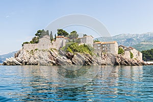 The famous island of Sveti Stefan in Adriatic sea near Budva. Montenegro