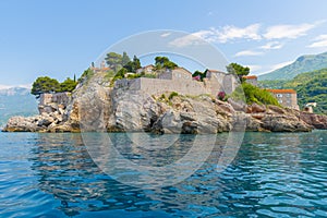 The famous island of Sveti Stefan in Adriatic sea near Budva. Montenegro