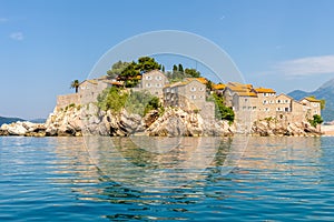 The famous island of Sveti Stefan in Adriatic sea near Budva. Montenegro