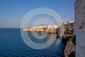 The famous Italian cliffs and town of Polignano a Mare. Puglia