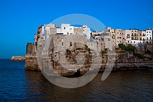 The famous Italian cliffs and town of Polignano a Mare. Puglia