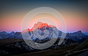 Famous Italian National Park Tre Cime di Lavaredo at sunrise