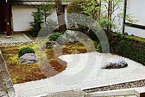 The famous Japanese rock garden in Honpo-ji