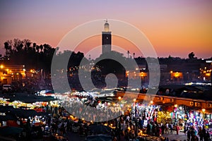 The famous Jemaa el-Fna square of Marrakesh
