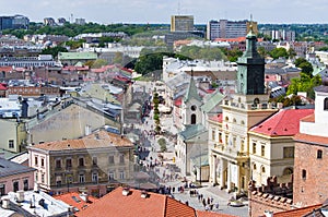 Famous Krakowskie Przedmiescie street in Lublin, Poland