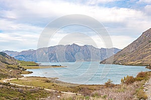 Famous Lake Hawea in Wanaka, New Zealand, south island