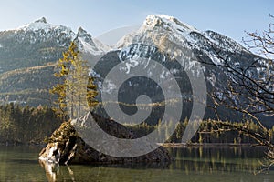 Famous lake Hintersee and Watzmann, Bavaria, Germany