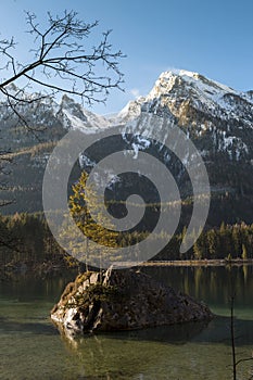 Famous lake Hintersee and Watzmann, Bavaria, Germany