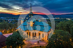 Famous landmark. Former evangelical church in the baroque style on the plan of the Greek cross in Jelenia Gora