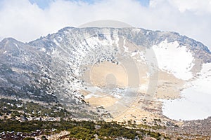 Famous landmark - Hallasan mountain volcanic crater at Jeju