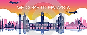 Famous landmark of Malaysia,travel destination,silhouette design