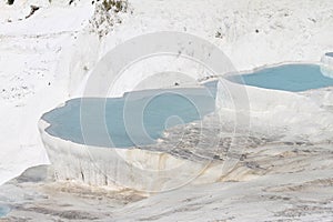 Famous Landmark Natural White Travertines in Pamukkale, Denizli