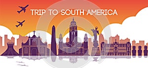 Famous landmark of south america,travel destination,silhouette d